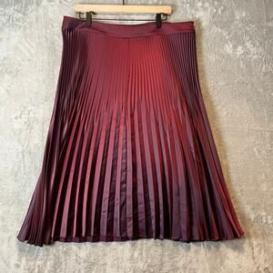 Universal Standard Cybele Pleated Midi Skirt Satin Purple Sz S (XL)‎ 14-16 New